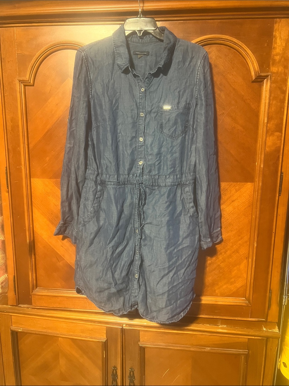Tommy Hilfiger Denim Button-Front Long Sleeve Dress - Navy Blue (BIN 2-51)